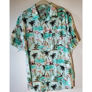 Oliver and Burke Mens XL Hawaiian Miami Flamingo Vacation Beach Cruise Shirt